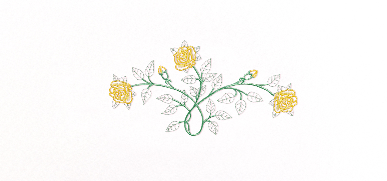 Vine And Rose Yellow-White Faux